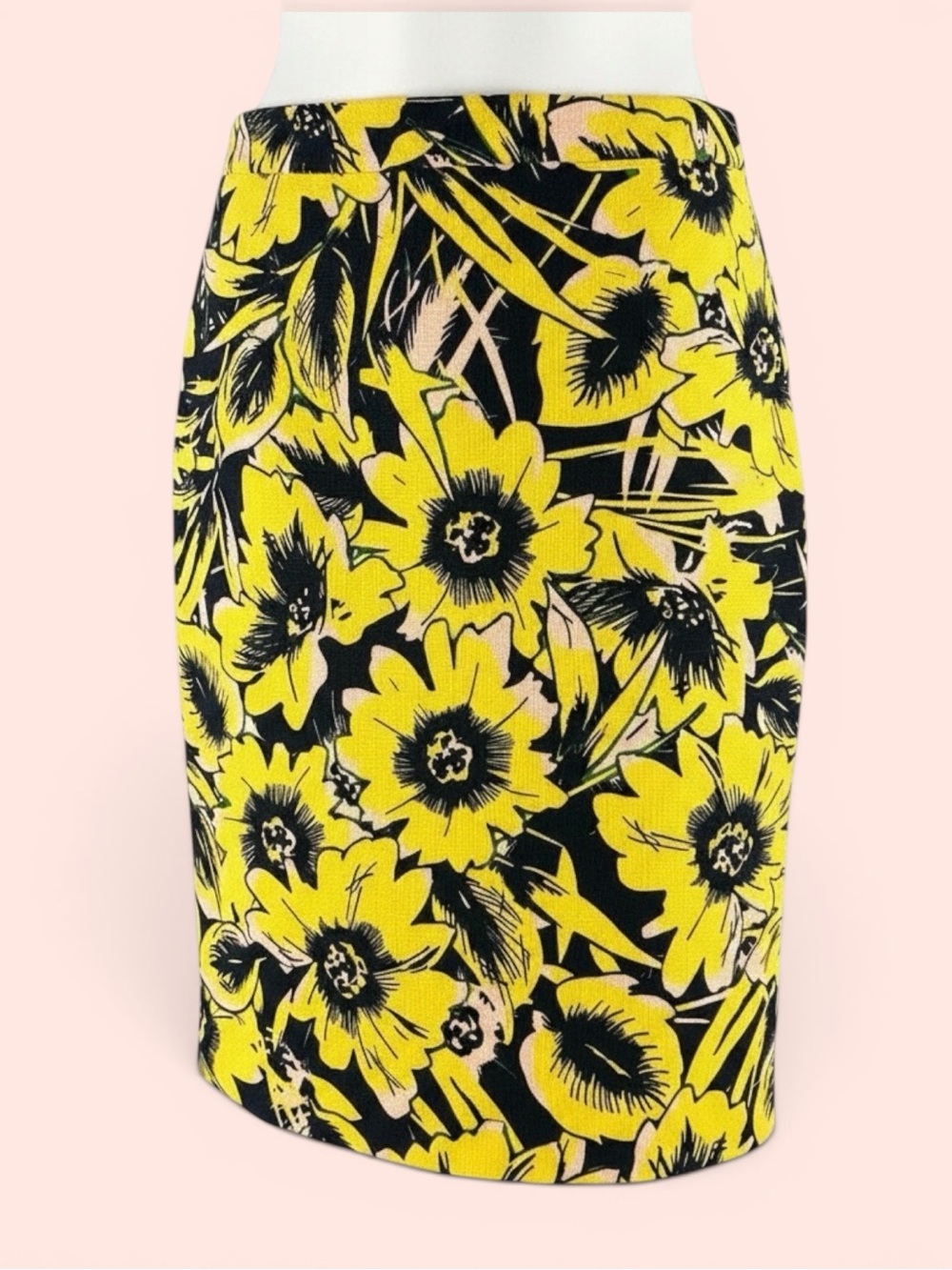 J. Crew Women’s Skirt Size 4 Canvas Yellow Sunflower Pencil Zip Back Career